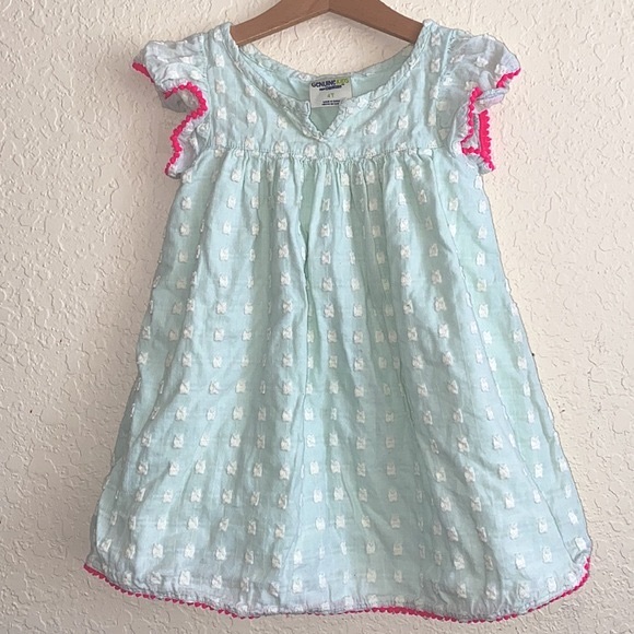 Genuine Kids OSHGOSH Guaze Dress in Mint with Pink Trim in Size 4T. - Picture 1 of 6